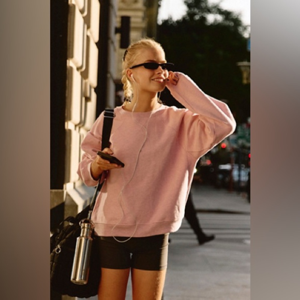NWT Free People Movement For The Win Pullover In Candy Pink Heather - Picture 4 of 10